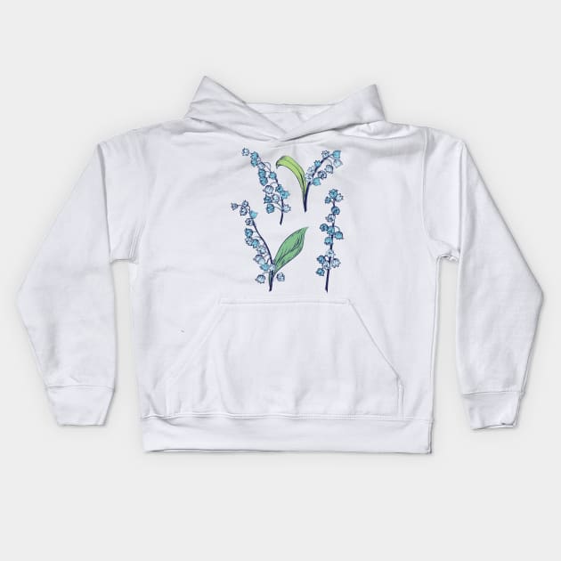 Blue Lily of the Valley Kids Hoodie by SWON Design